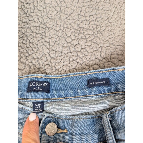 J Crew Jeans Mens 40x27 Blue Flex Straight Denim Stretch Cotton Outdoor Hemmed - Picture 2 of 7